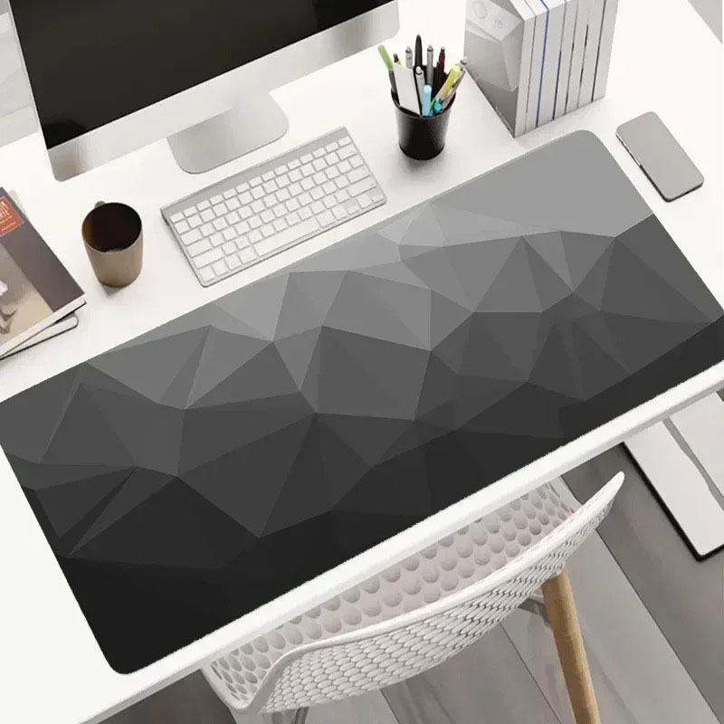 Desk Setup Grey - Tapis de bureau géométrique moderne noir,