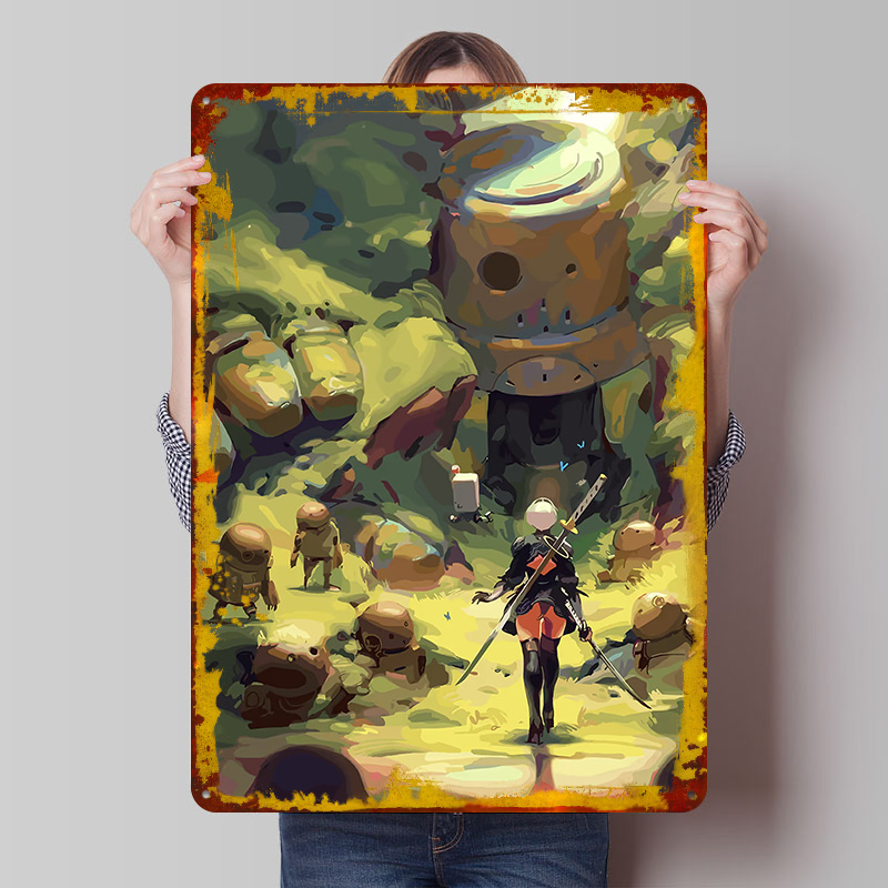 Desk Setup Art - Nier Automata : Affiche métallique 2B