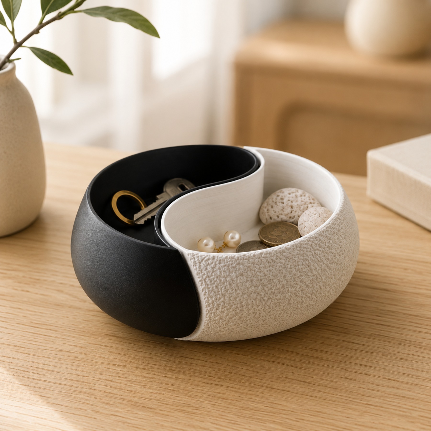 Desk Setup Black And White - Bol de rangement monobloc noir et