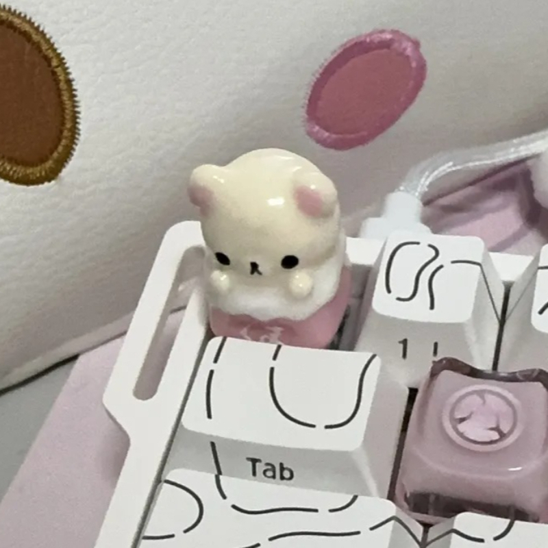 Desk Setup Keyboard - Keycaps Kawaii Rilakkuma Relax Bear Artisan