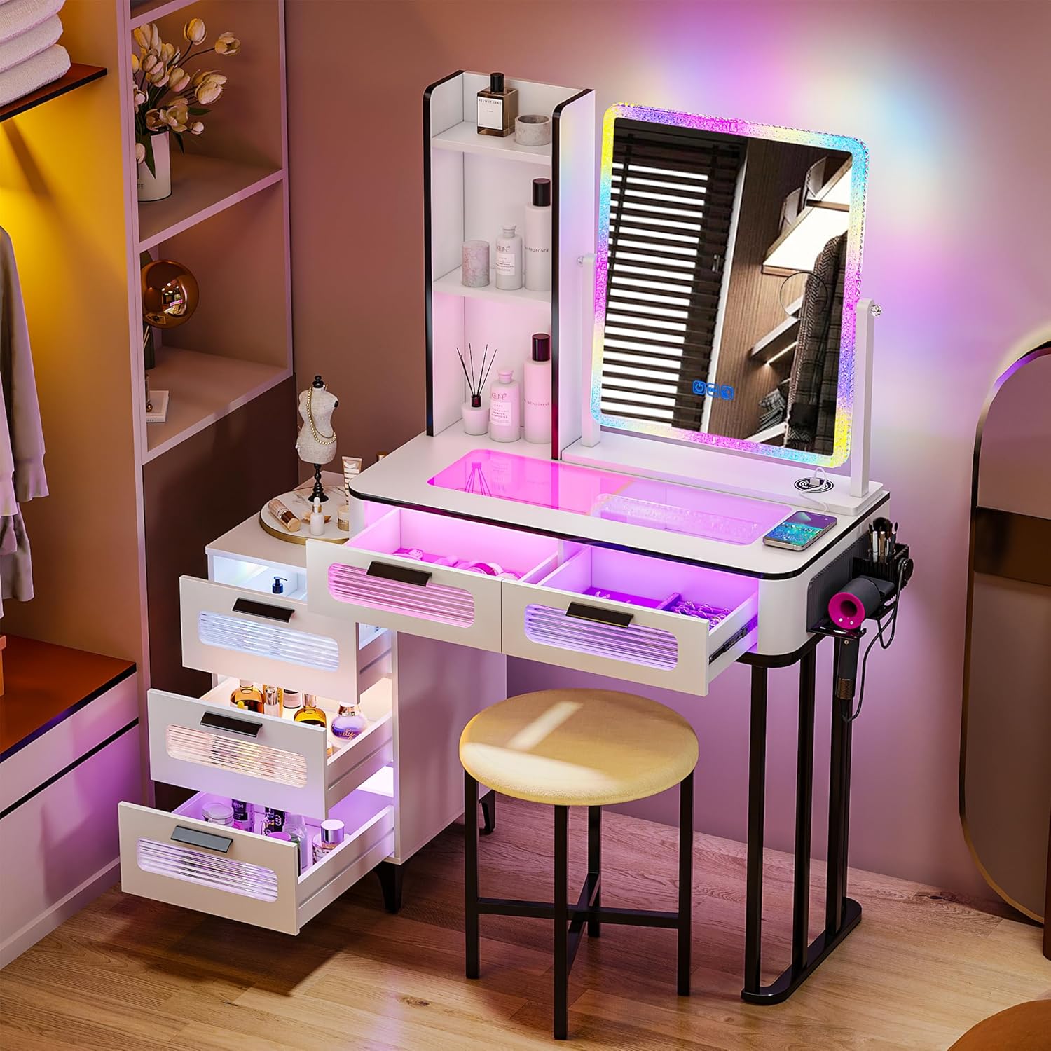 Desk Setup Charging Station - Coiffeuse i*-RGB avec station de charge
