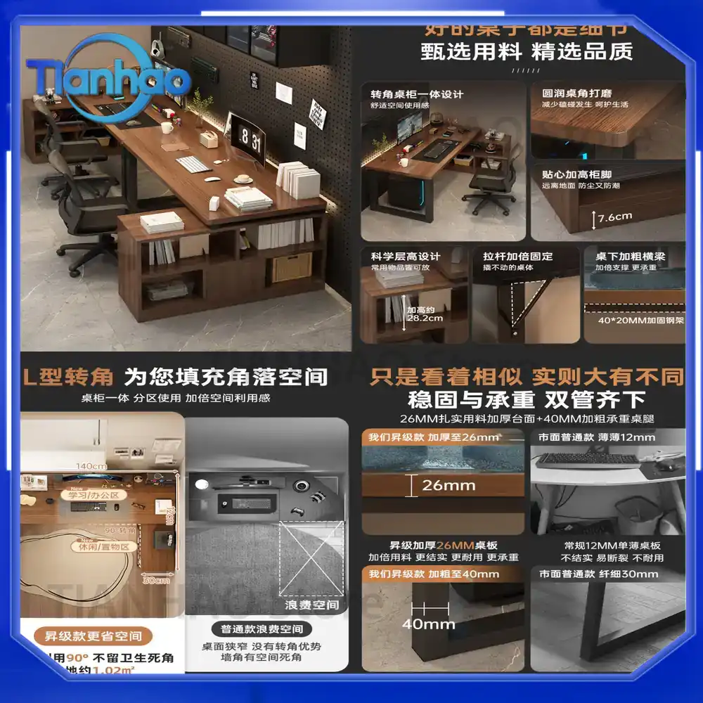 Dual Monitor Desk Setup - Bureau de jeu en forme de
