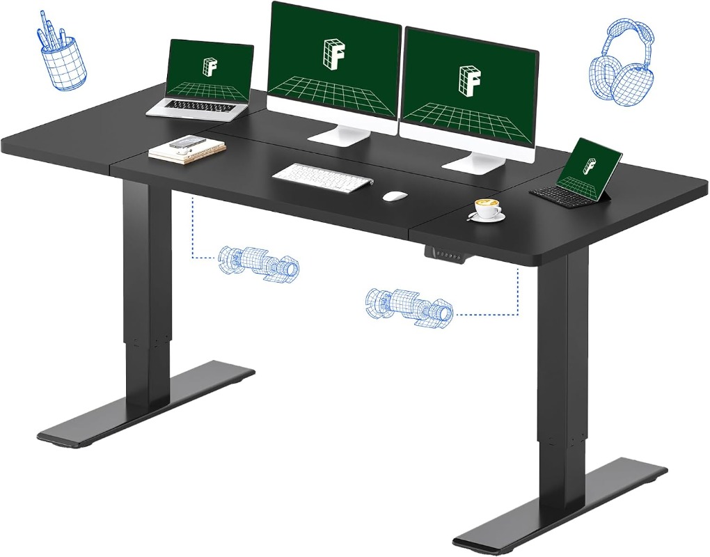 Dual Monitor Desk Setup - Bureau électrique réglable en hauteur FLEXISPOT,
