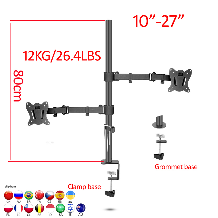 Dual Monitor Desk Setup - Support de bureau double écran articulé