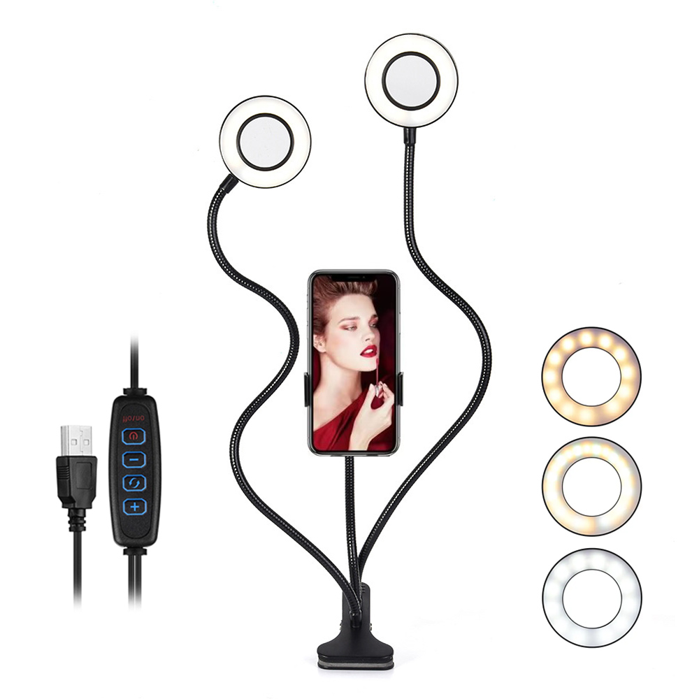 Dual Phone Holder - Anneau lumineux Led double lumière de