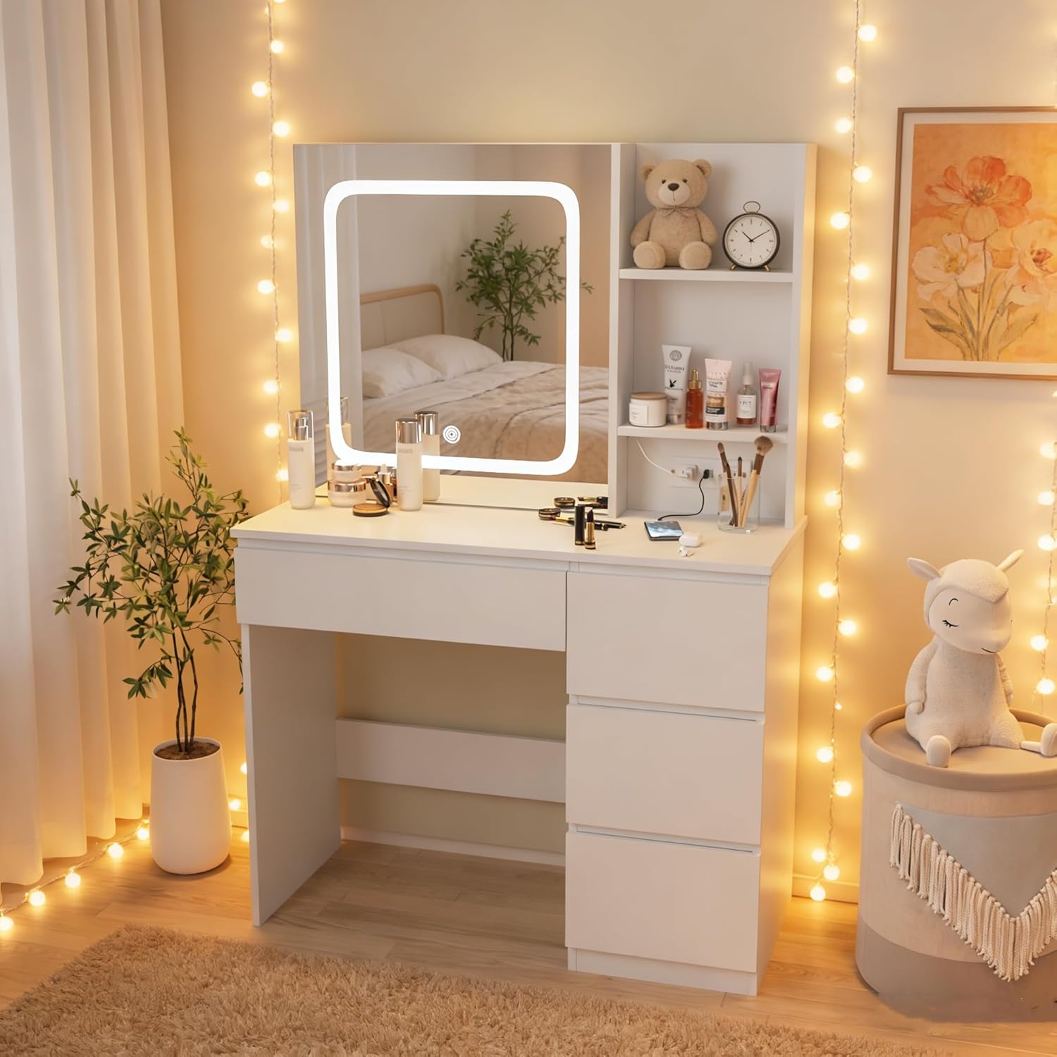 Desk Setup Charging Station - Coiffeuse i*-Make Up avec station de