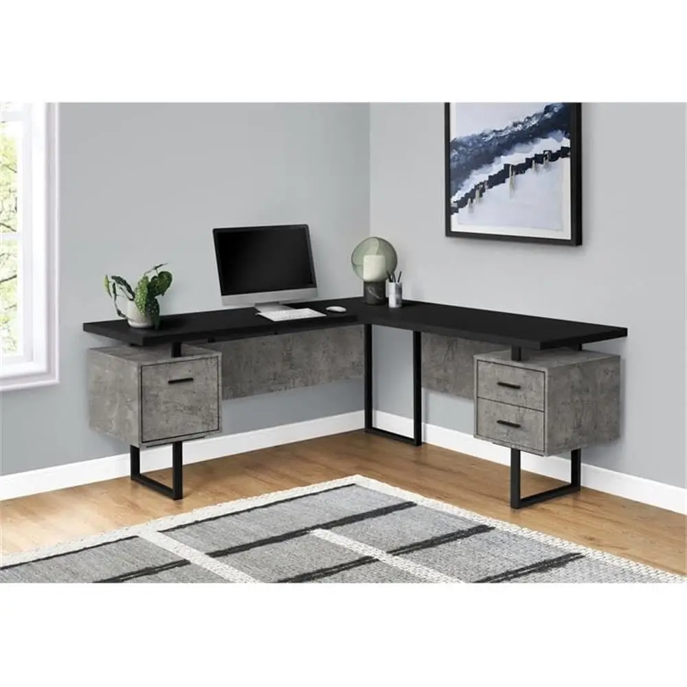 Bureau d'ordinateur en forme d - Desk Setup Grey avis et prix
