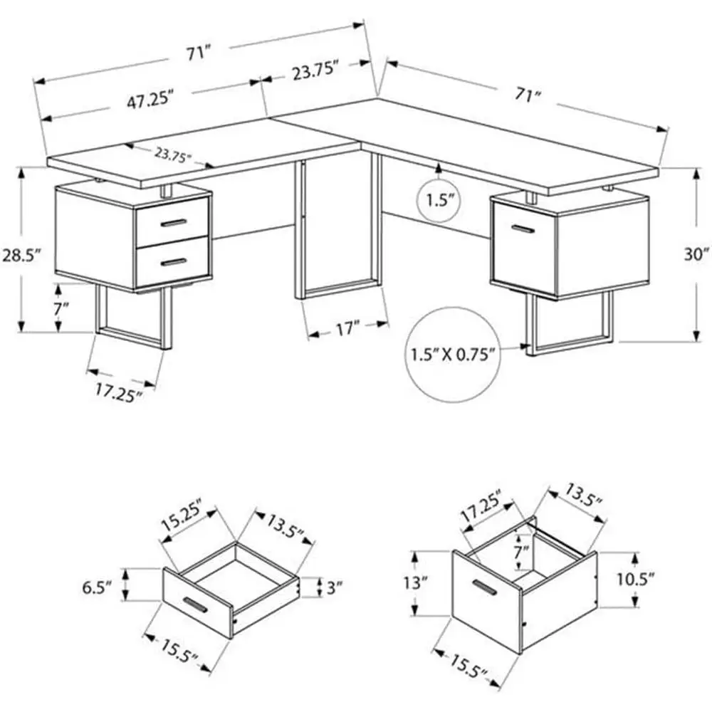 Bureau d'ordinateur en forme d - Desk Setup Grey avis et prix