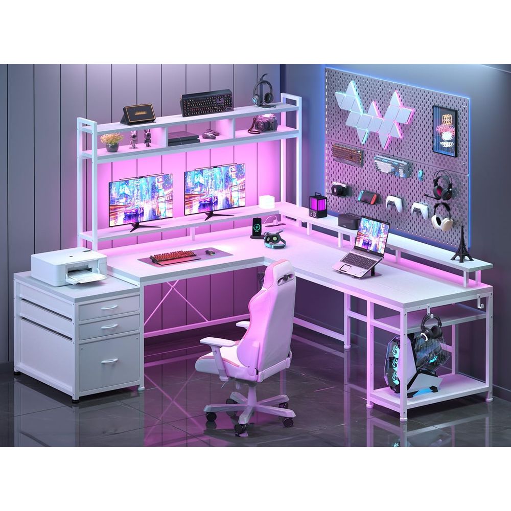 Bureau en L de 104 pouces pour - Dual Monitor Desk Setup avis et prix