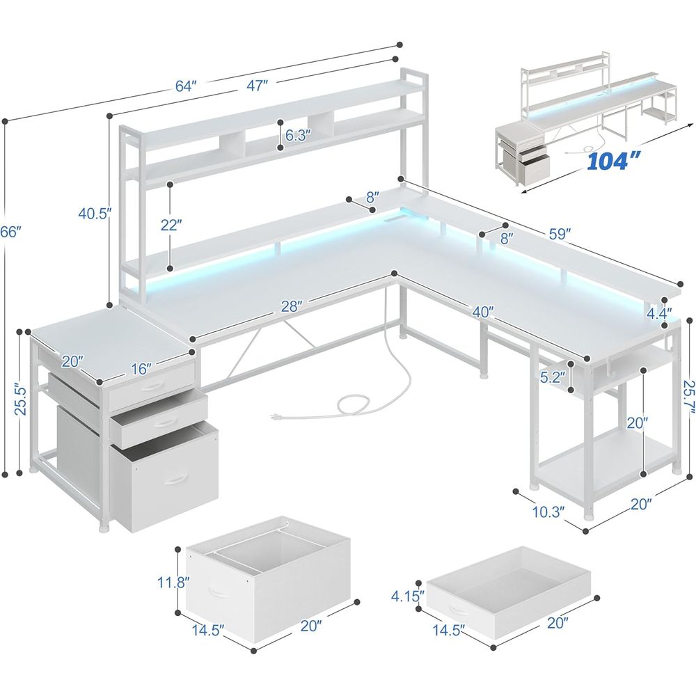Bureau en L de 104 pouces pour - Dual Monitor Desk Setup avis et prix