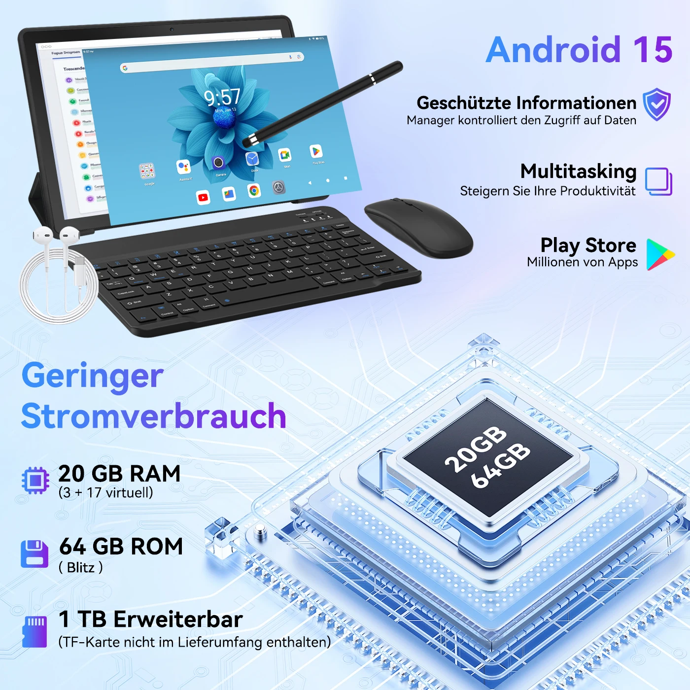 URAO Android 15 tablette 10.1  - Desk Setup Keyboard avis et prix