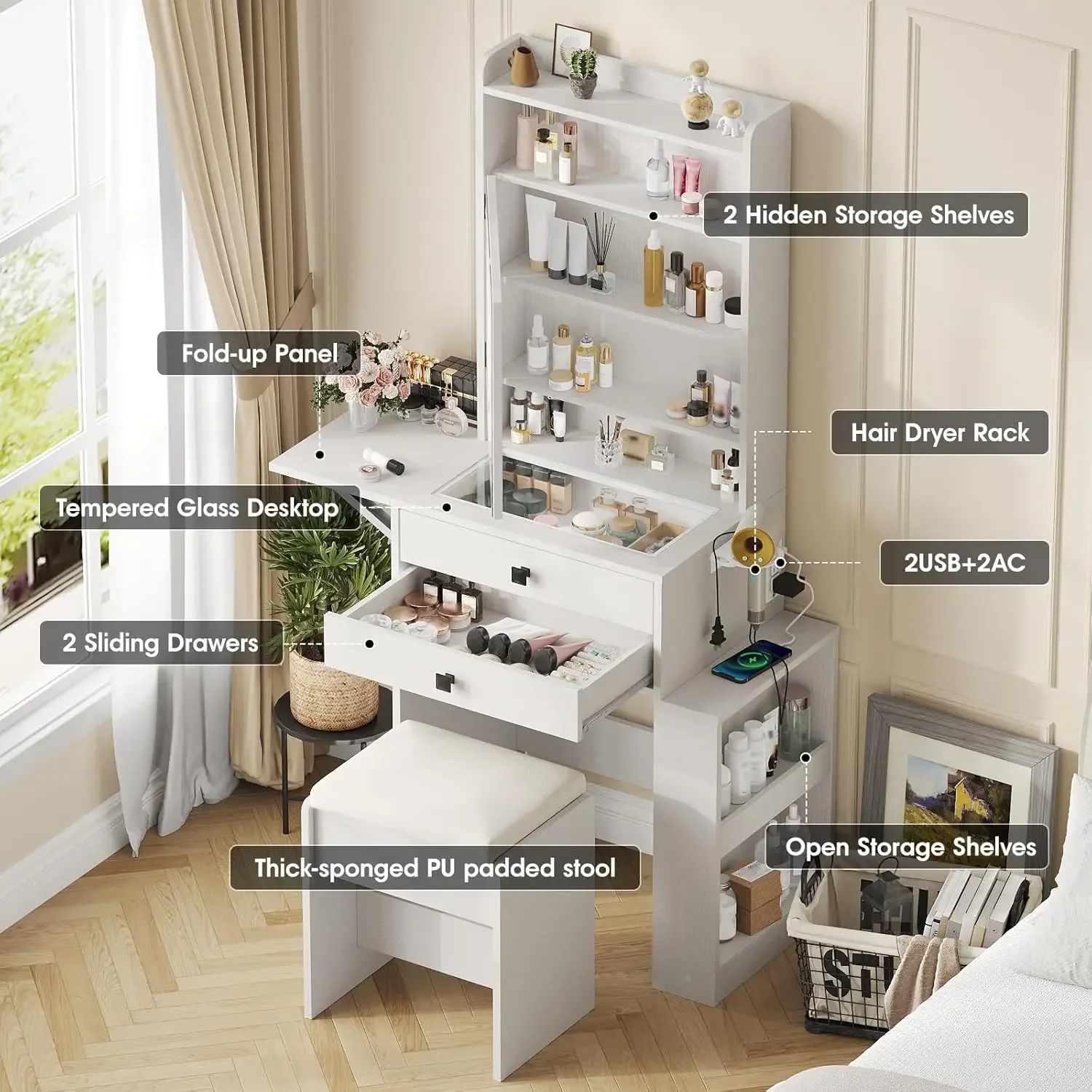 Petit bureau de maquillage ave - Desk Setup Charging Station avis et prix