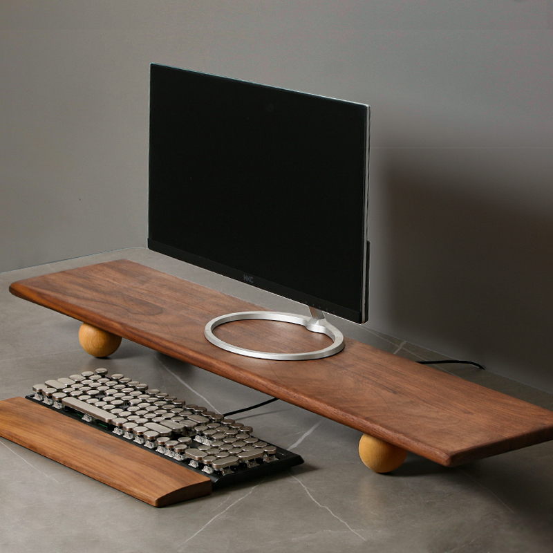 Support de bureau en bois natu - Dual Monitor Desk Setup avis et prix