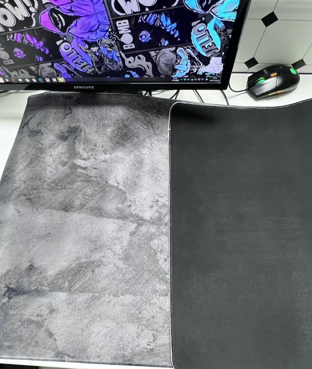 Grand tapis de souris en marbr - Desk Setup Grey avis et prix