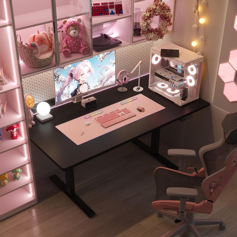 Bureau électrique réglable en  - Dual Monitor Desk Setup avis et prix