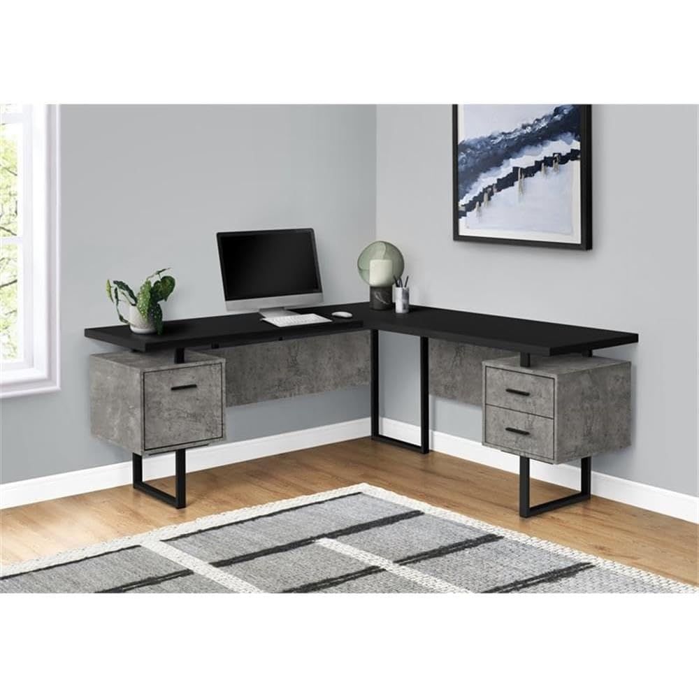 Bureau d'ordinateur en forme d - Desk Setup Grey avis et prix