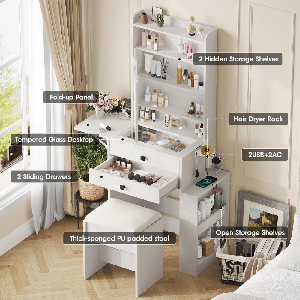 Petit bureau de maquillage ave - Desk Setup Charging Station avis et prix