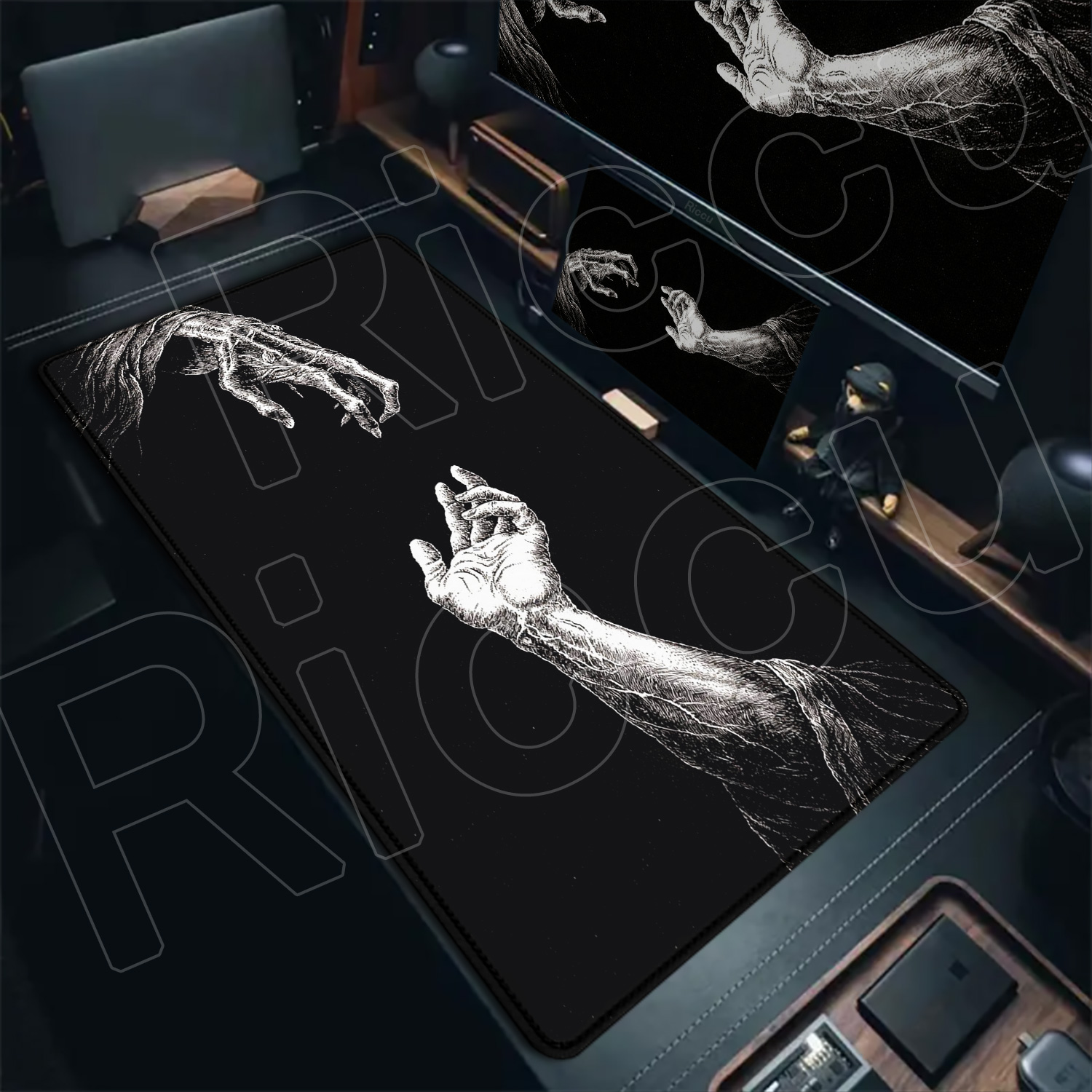 Grand tapis de souris gothique - Desk Setup Black And White avis et prix