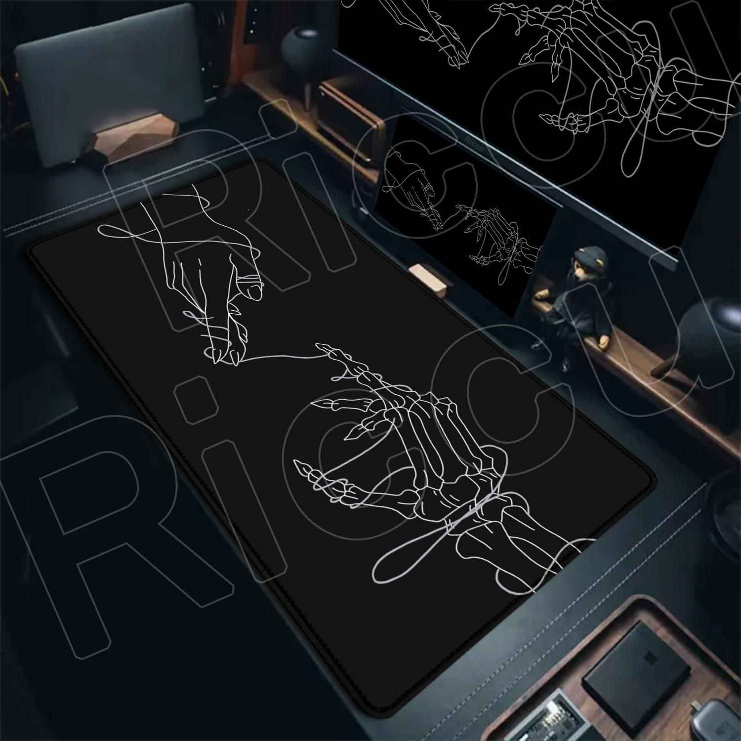 Grand tapis de souris gothique - Desk Setup Black And White avis et prix